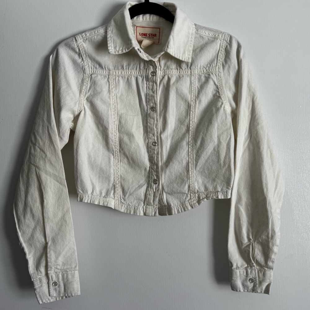 Women's Cream Denim Crop Top